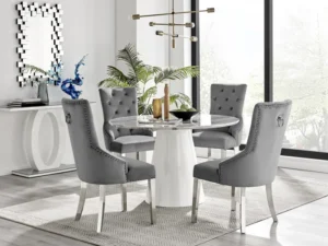 Edward Marble Effect Dining Table Set