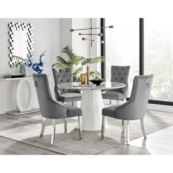 Edward Marble Effect Dining Table Set